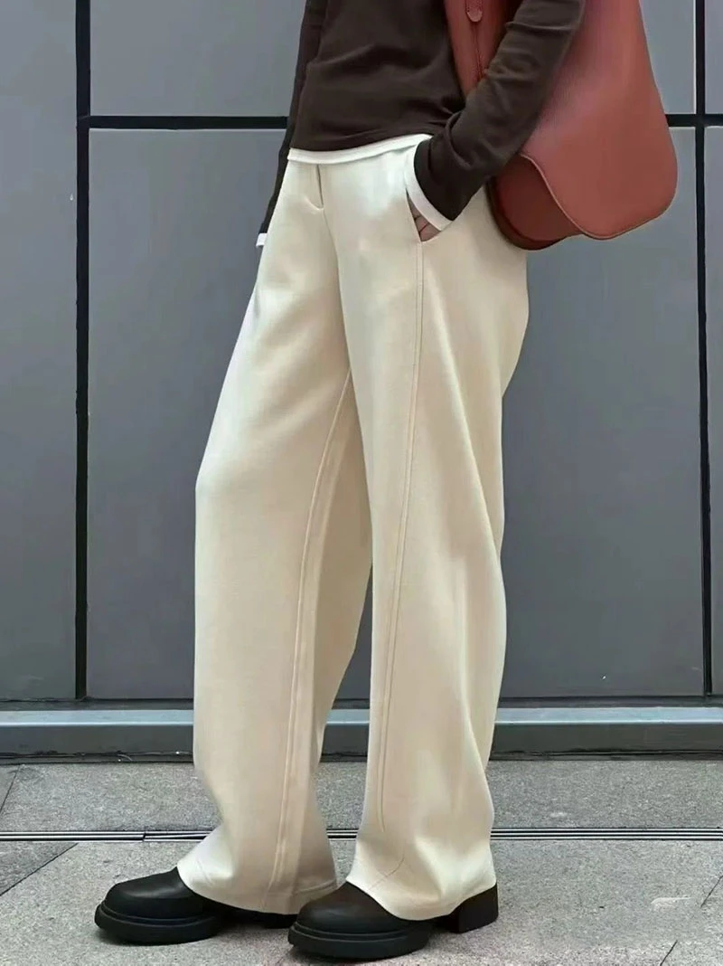 小禾同款女装2025冬季新款棉牦牛绒混纺针织裤