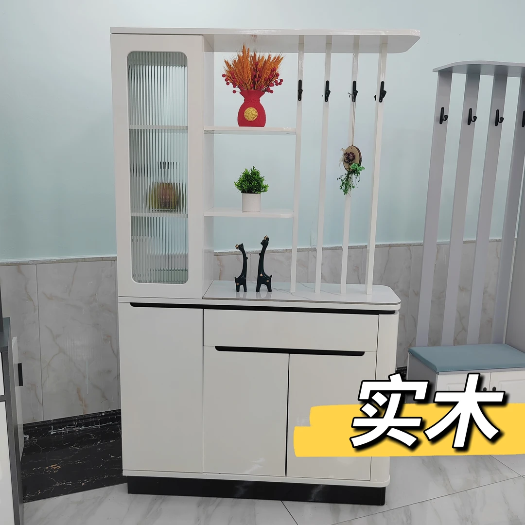 1米2 实木生态板挂衣隔断柜岩板入户隔断柜玄关柜鞋柜屏风落地