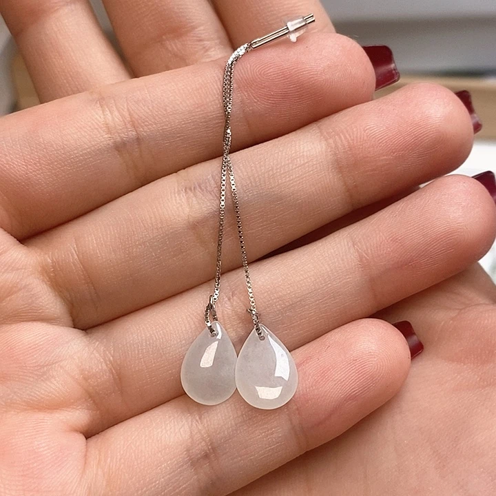 涵***师翡翠银S925镶嵌耳饰