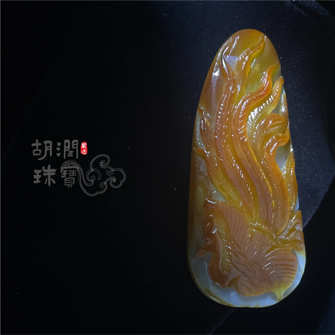 和田玉丹凤朝阳把件76g鸟手工红皮雕刻