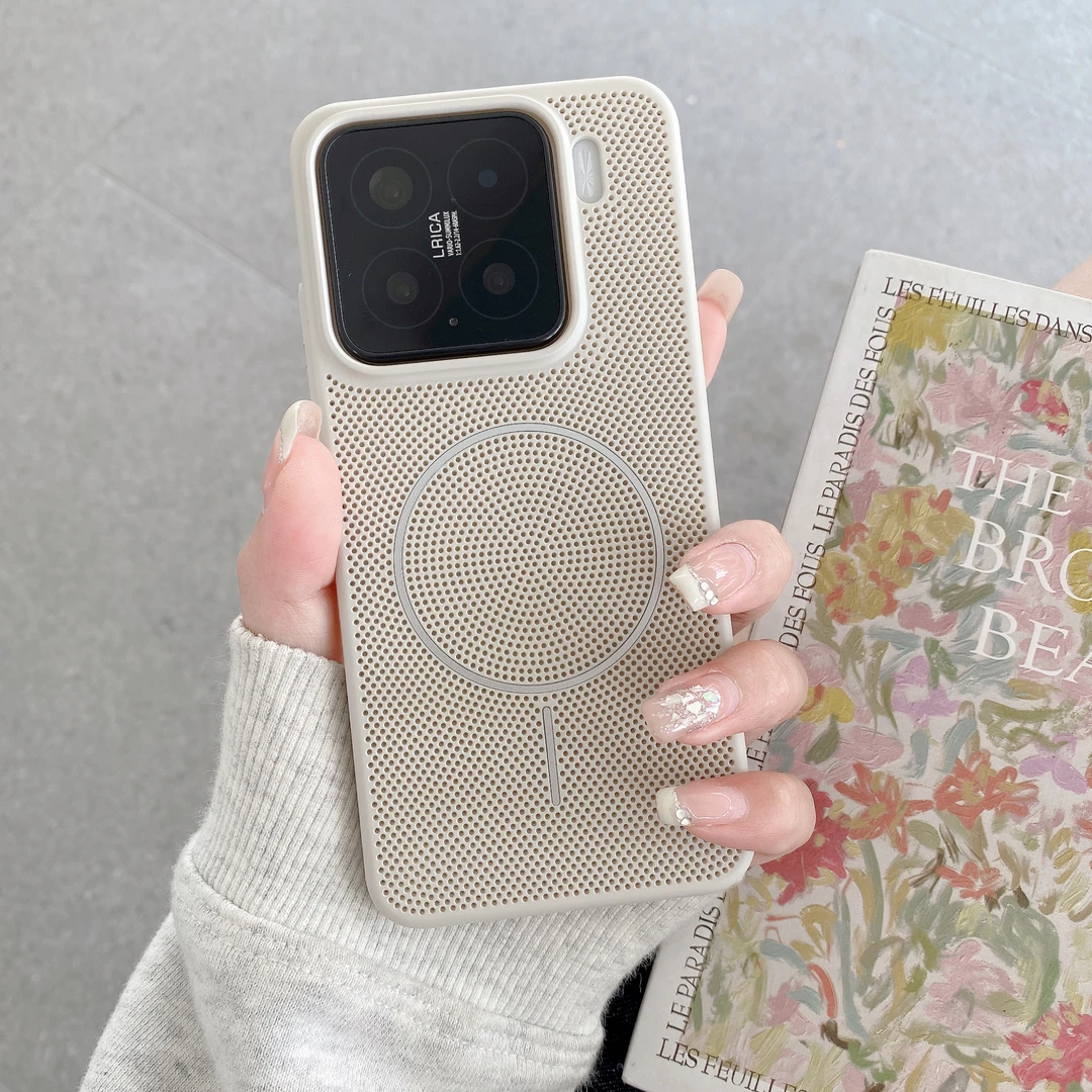 细圈磁吸适用小米15手机壳超薄网孔散热透气小米15Pro/14防摔硬壳