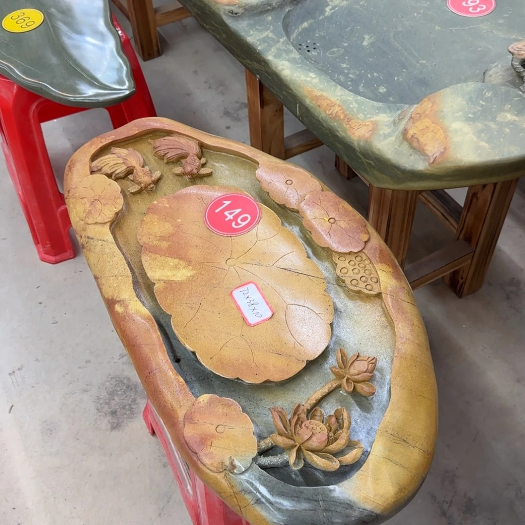 锋***哥149号绿端砚石茶盘尺寸72×37×10