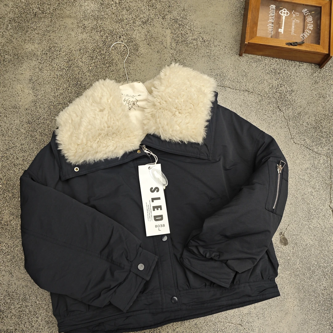 南瓜家纯色大毛领派克服