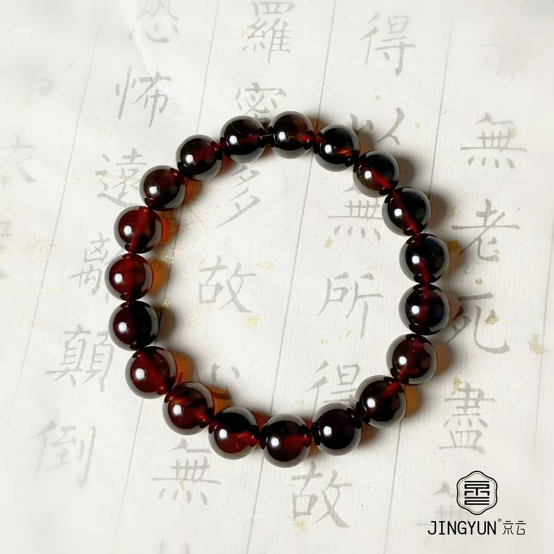紫翳蜜8-10mm单圈手串简约时尚收藏级琥珀