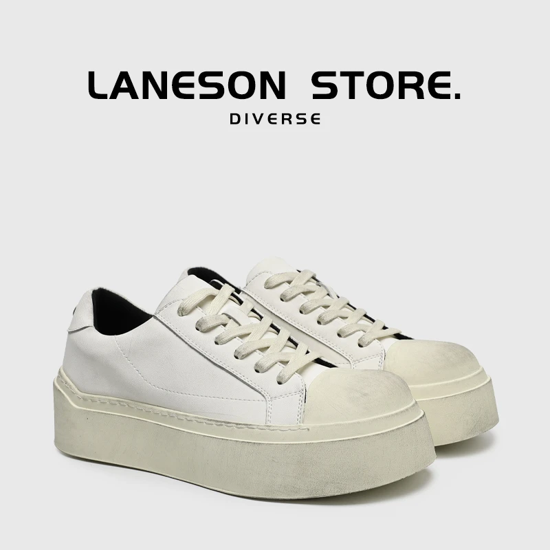 LANESON经典厚底增高板鞋简约风耐磨男个性百搭情侣款潮流小白鞋