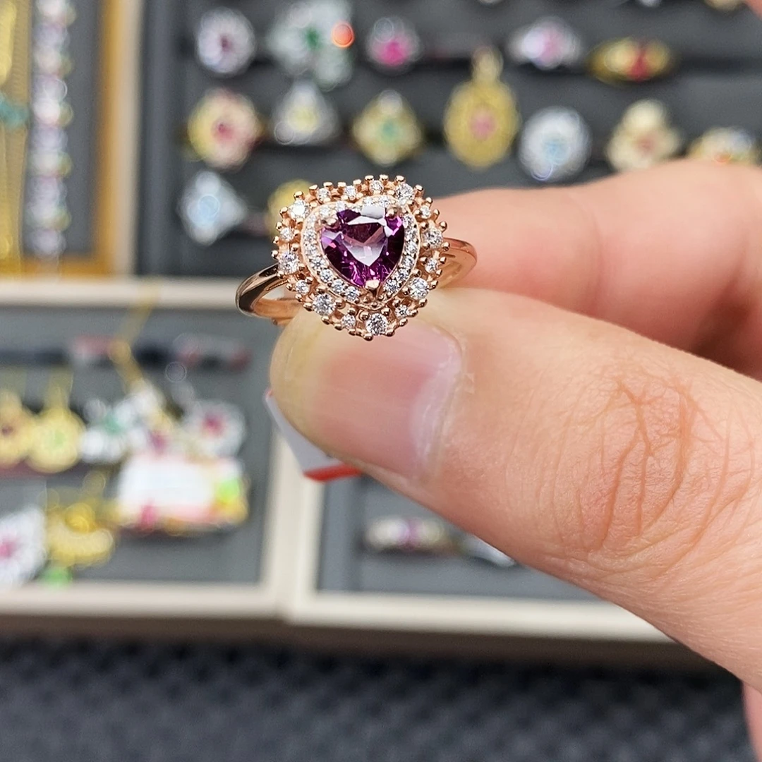 石榴石戒指银S925镶嵌