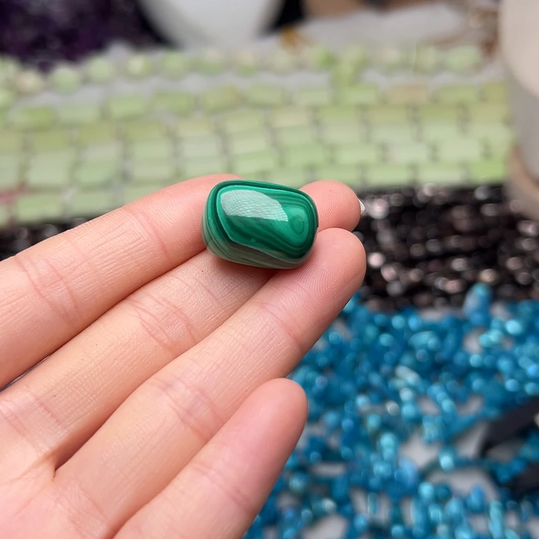 玛瑙/玉髓合金珠宝半成品N23。15mm天然孔雀石枣珠一个