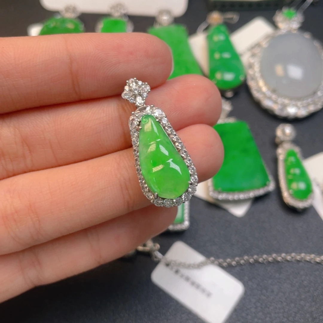 翡翠银S925镶嵌吊坠(不含链)