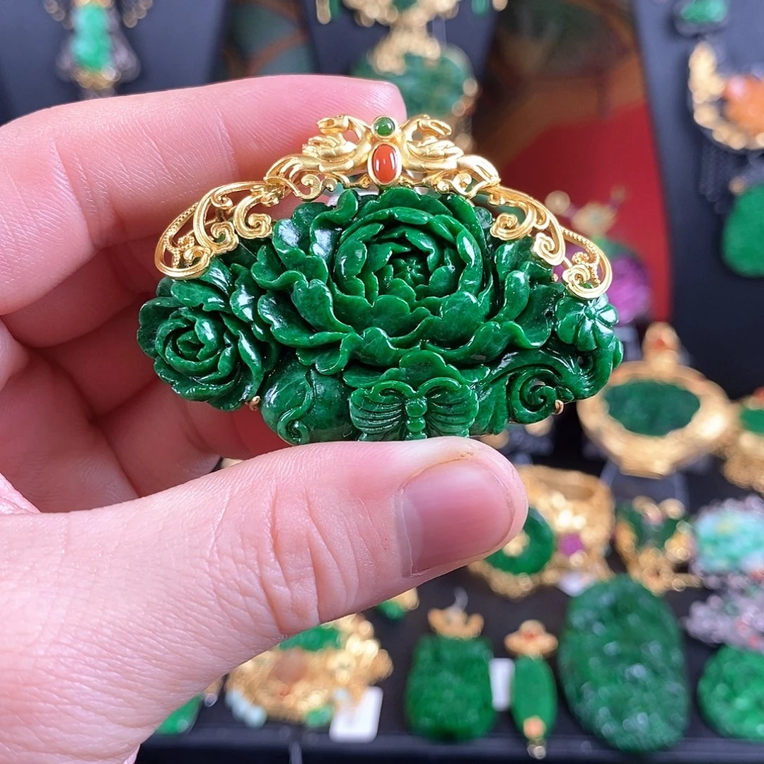 翡翠银S925镶嵌吊坠(赠链)吊坠