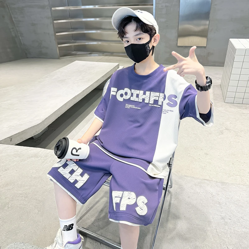 童装男童夏装套装2025新款夏款男孩酷帅短袖儿童运动夏季中大童潮