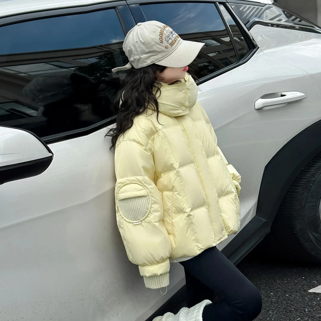 女童冬季羽绒服2025新款女大童洋气连帽加厚白鸭绒洋气保暖外套潮
