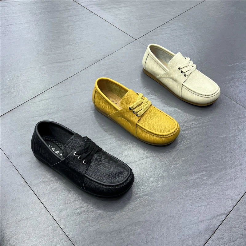 潮流时尚百搭一脚蹬男鞋2025新款透气软底板鞋系带开车男士豆豆鞋