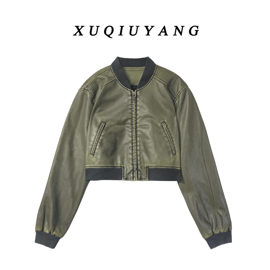 徐秋阳  本草纲目  时尚简约休闲复古百搭皮衣X6808