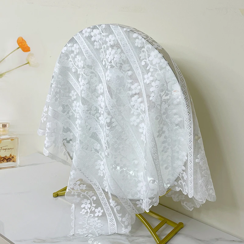 蕾丝镜子盖布梳妆台圆形镜子防尘罩小圆镜遮镜布家用多用方巾盖巾