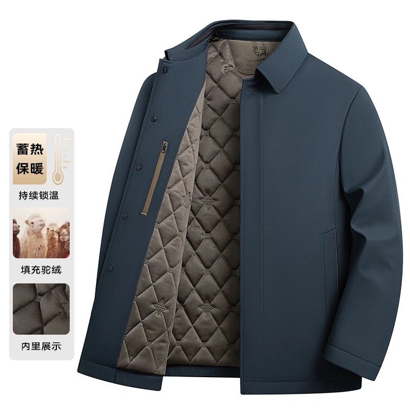 高端2025秋冬中年男士宽松行政夹克棉衣加厚中老年人爸爸棉服外套