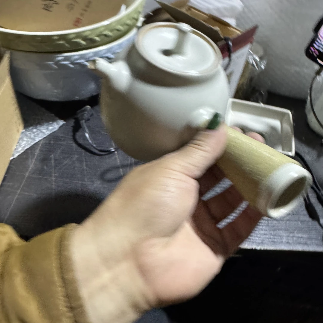 外贸尾单陶瓷餐具苏打釉侧把茶壶