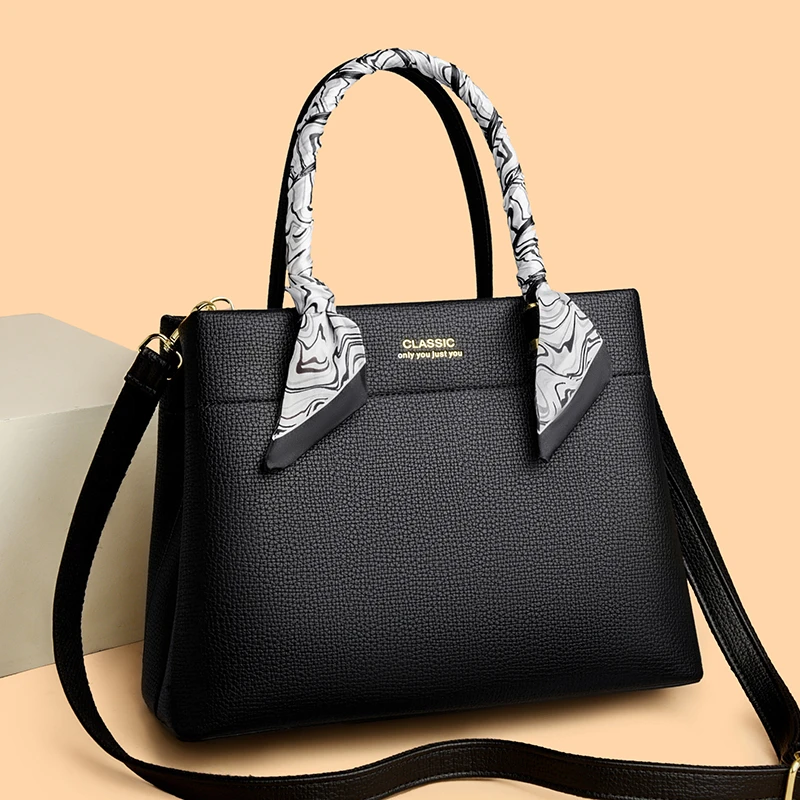 手提式通用单肩拉链暗袋青手提包大气手拎包韩版气质