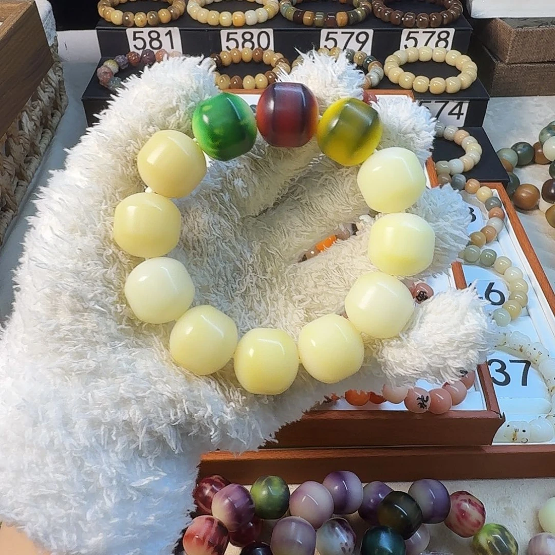 手串菩提根/象牙果21尺寸新品干磨奶油三顶13