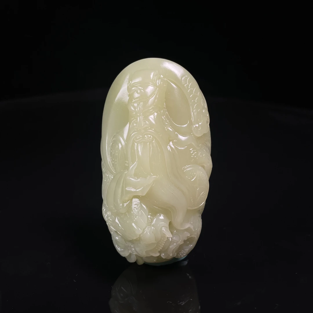 lot3553和田玉神龙护主手把件黄口89.5*46.7*35.2mm/230.6g