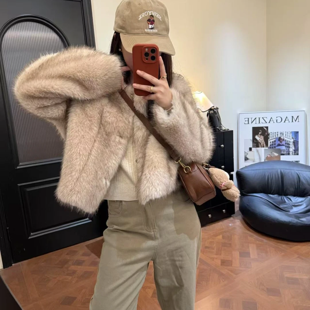 2025年网红富家千金百搭时尚气质休闲潮流韩版设计师毛毛外套冬季