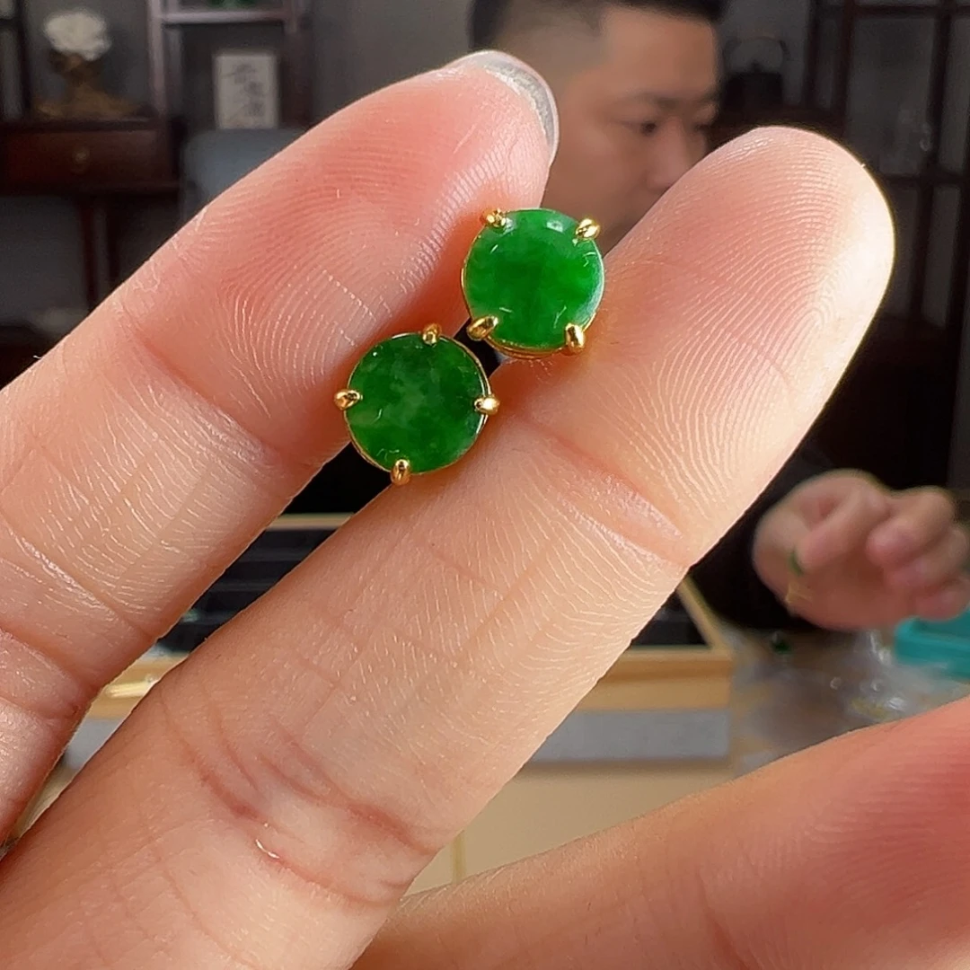 翡翠银S925镶嵌耳饰耳环82