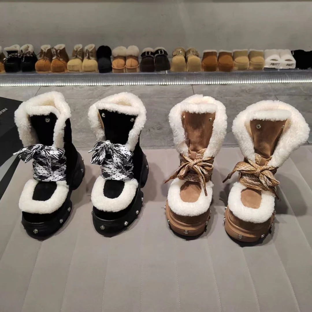 现货D4｜真皮毛里保暖时尚雪地靴｜标准尺码｜5198-1