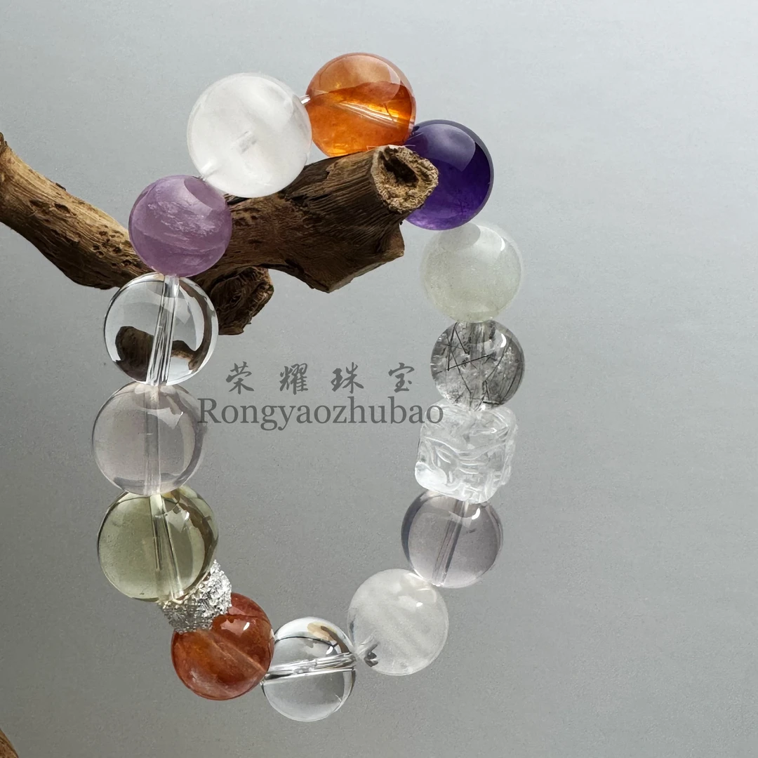 荣耀珠宝【宇宙极光】天然高品质水晶多宝手串206