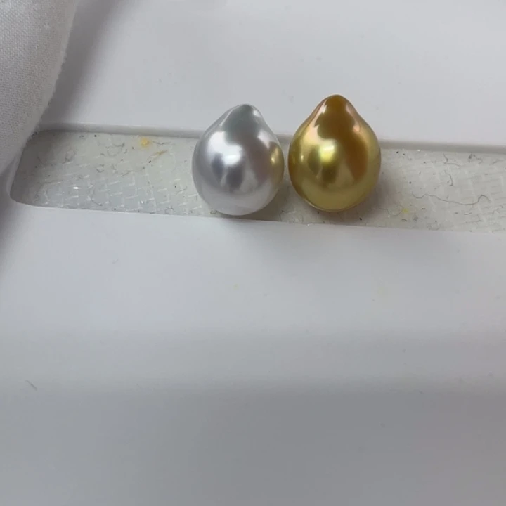 未镶嵌耳饰海水珍珠双珠耳环金珠澳白