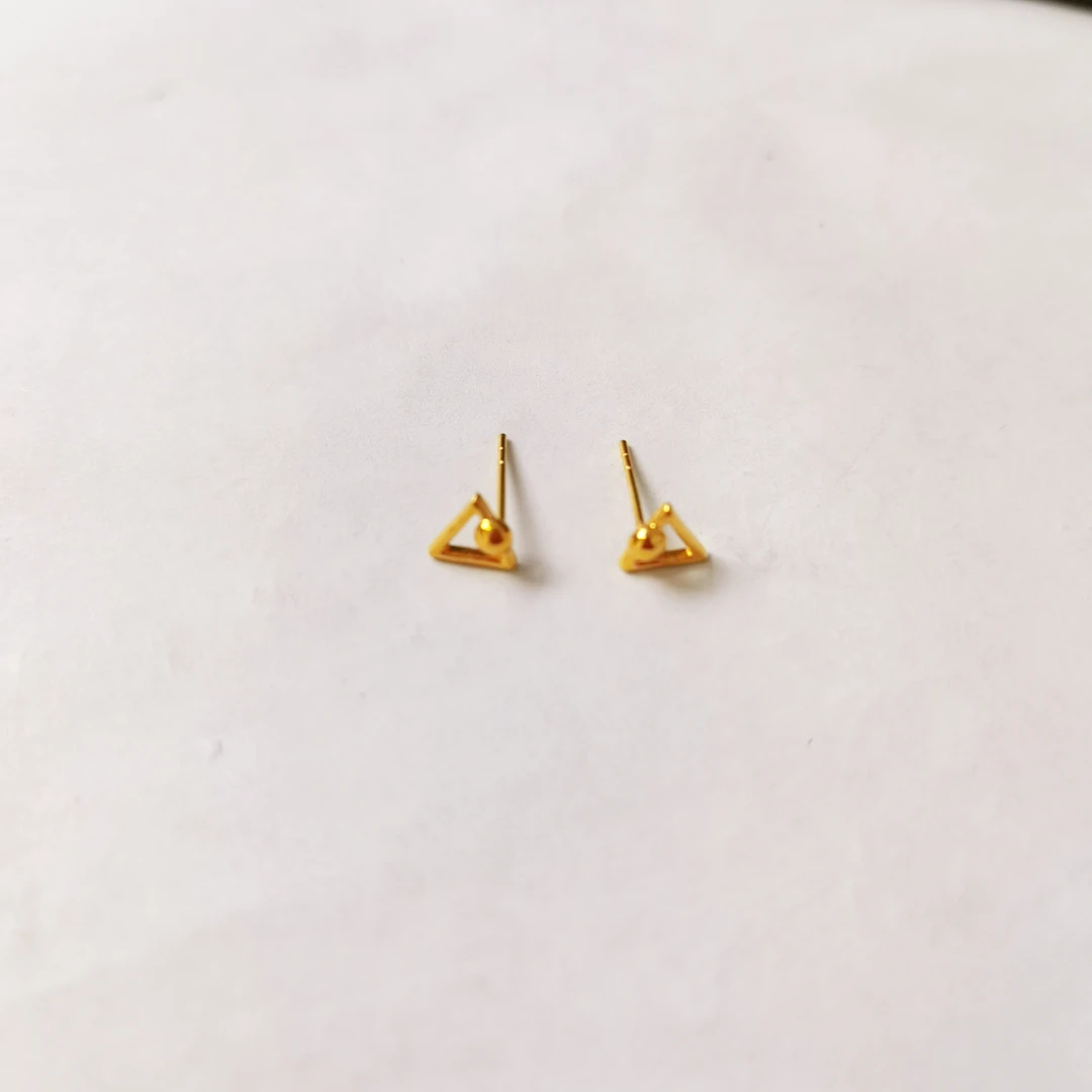 足金999 三角珠耳钉