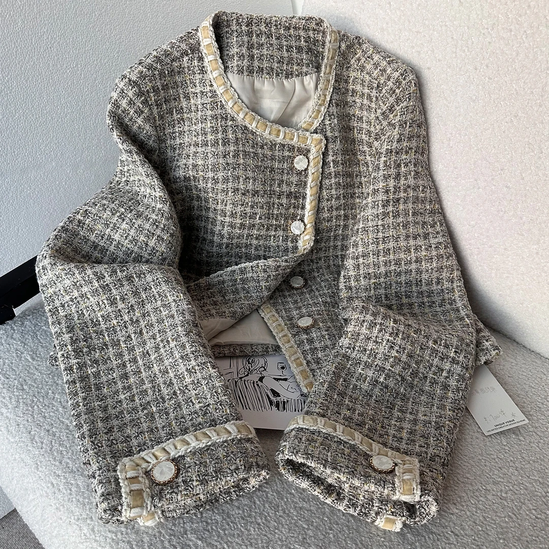 气质款春款圆领小香风外套短上衣#8520