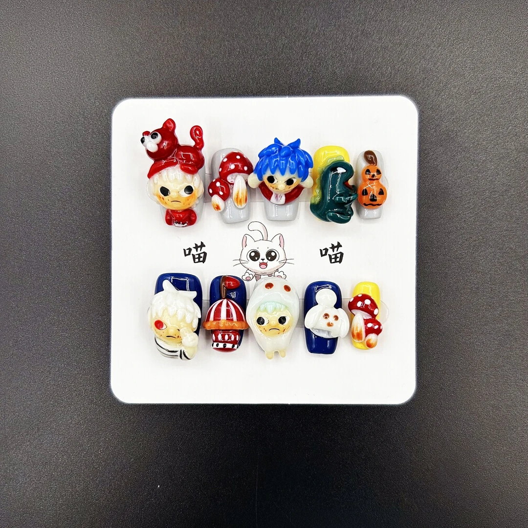 JOJO【顶猫的小野】纯手工捏捏立体卡通泡泡玛特同款小野穿戴美甲