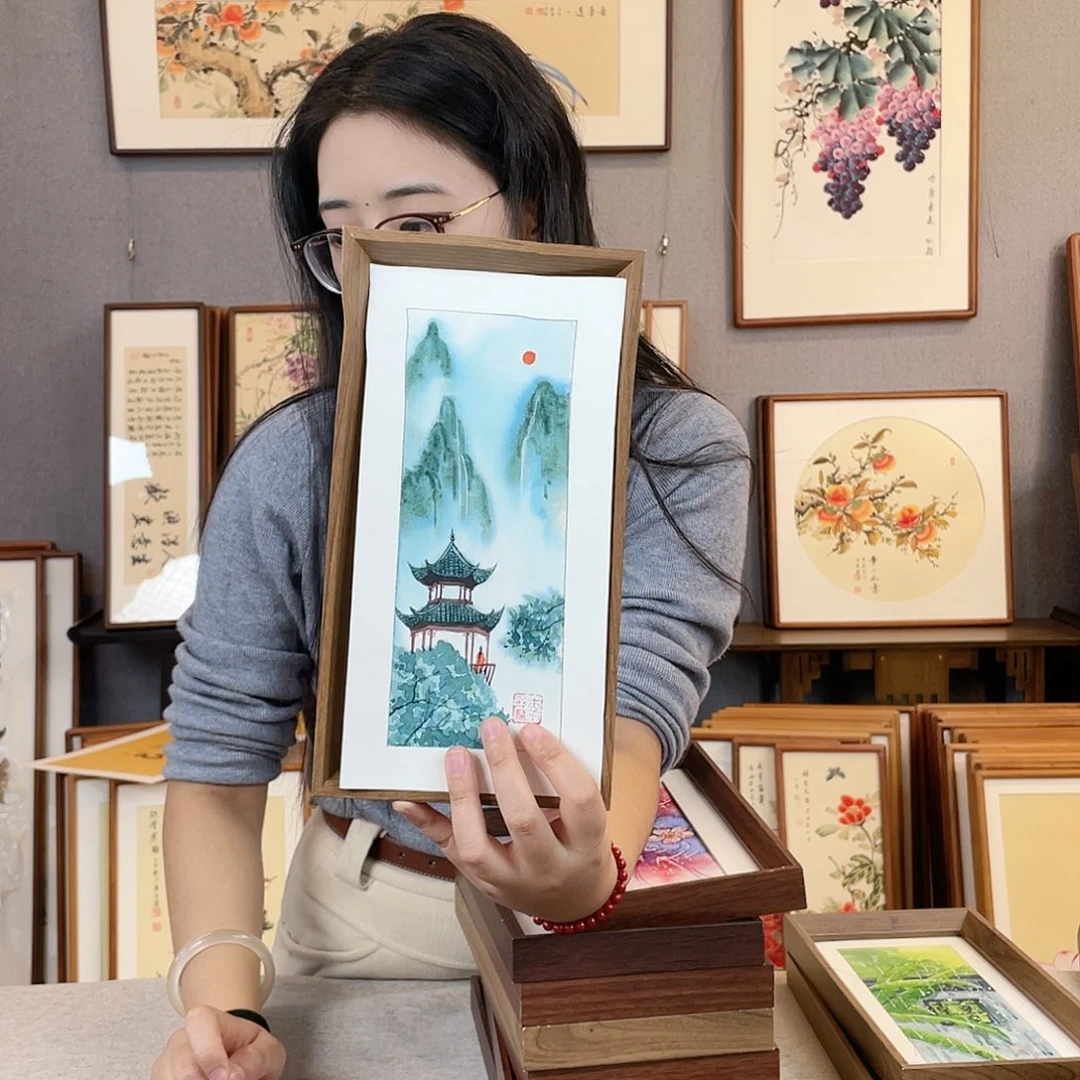 书法手绘带框尺寸：16*29