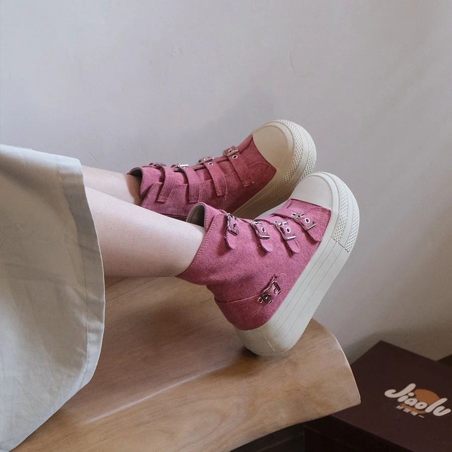 漂鸿帆布鞋女靴时尚2025春夏季新款厚底休闲鞋板鞋百搭圆头单成年