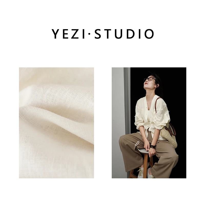 【侘寂风】棉麻混纺简V领松弛感衬衫24216241