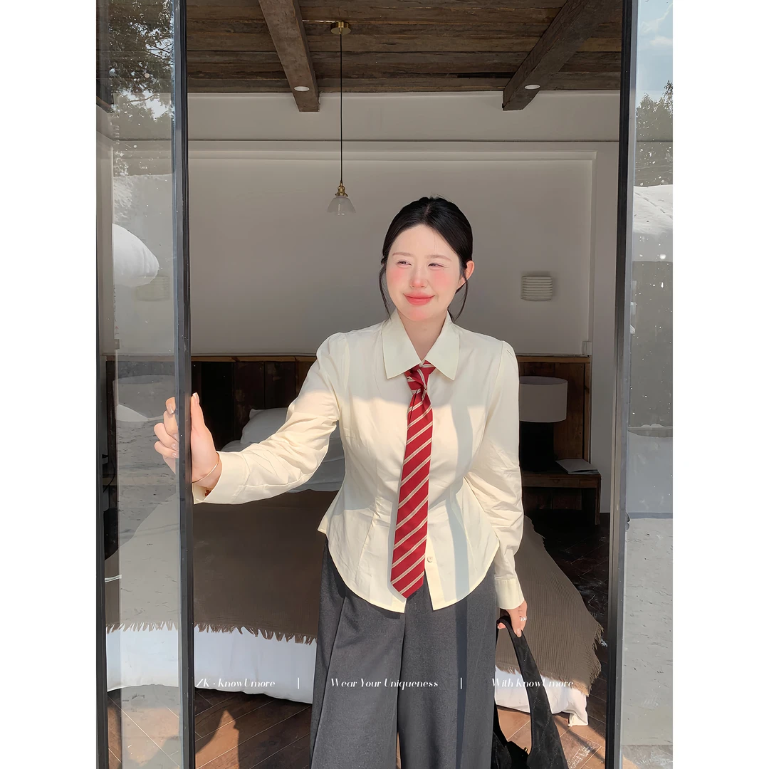 知葵微胖定制【艺考生衬衫】初秋韩系气质简约收腰衬衫12253CS0274