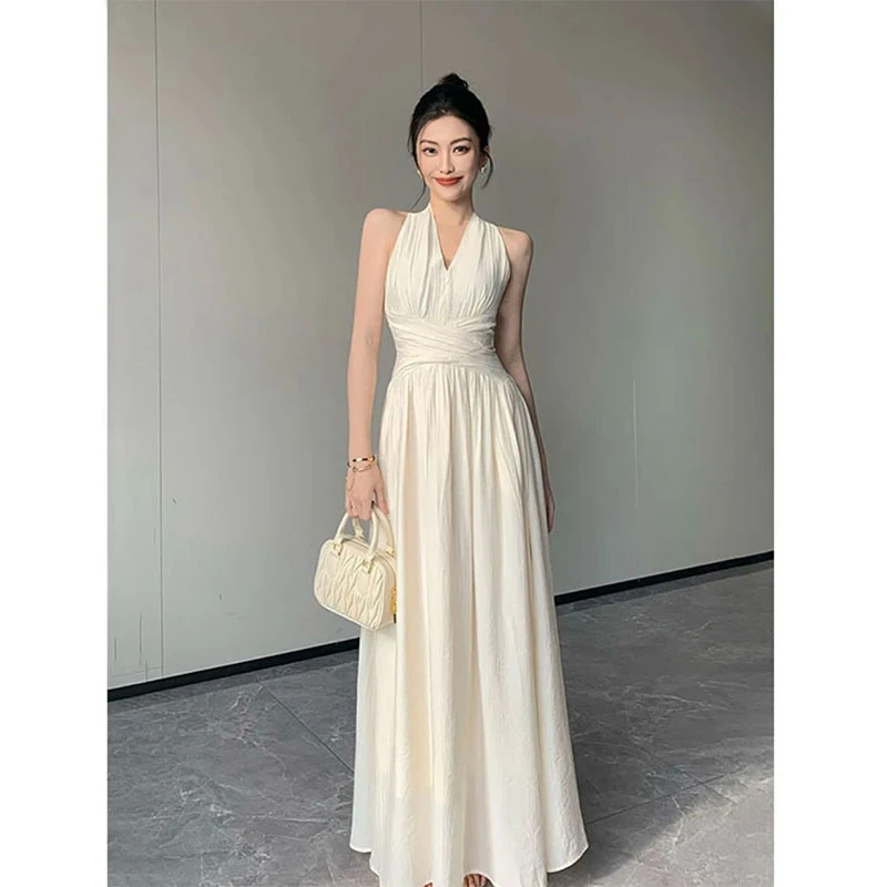 气质显瘦黑色连衣裙纯夏季新款时尚收腰小黑裙设计感小众205#2