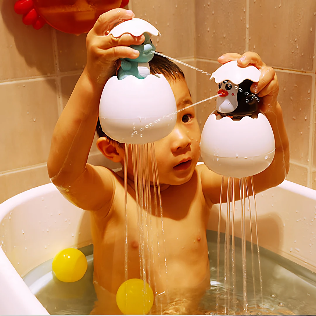 儿童戏水玩具洗澡蛋花洒喷水小黄鸭企鹅恐龙蛋男宝女宝洗澡浴室