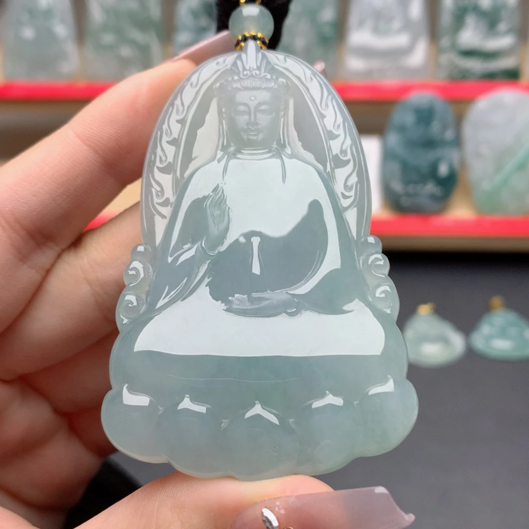 H****翡翠未镶嵌颈饰素衣观音