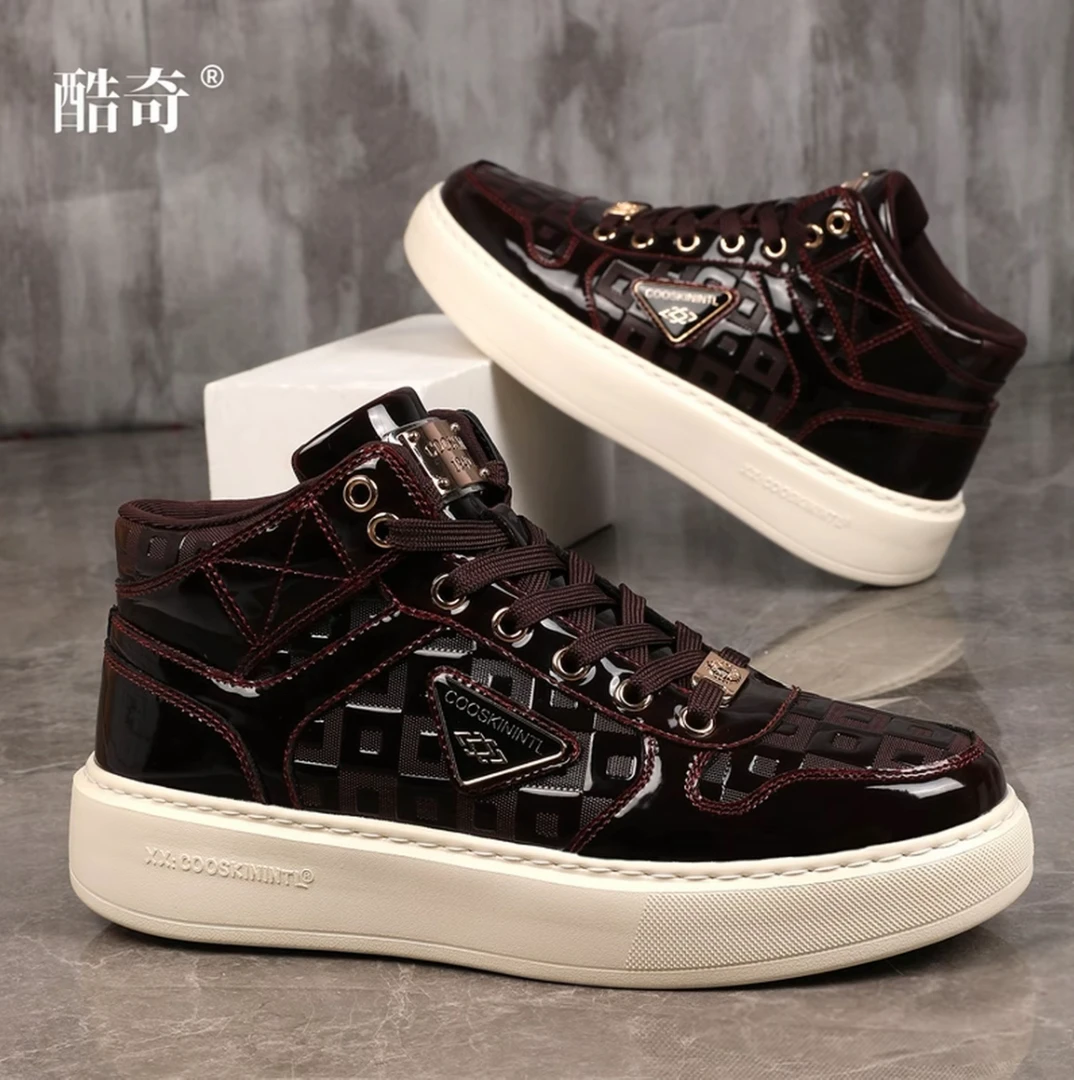 酷奇男鞋官方正品2025早秋新款高帮轻奢时尚男士休闲板鞋KQ6739