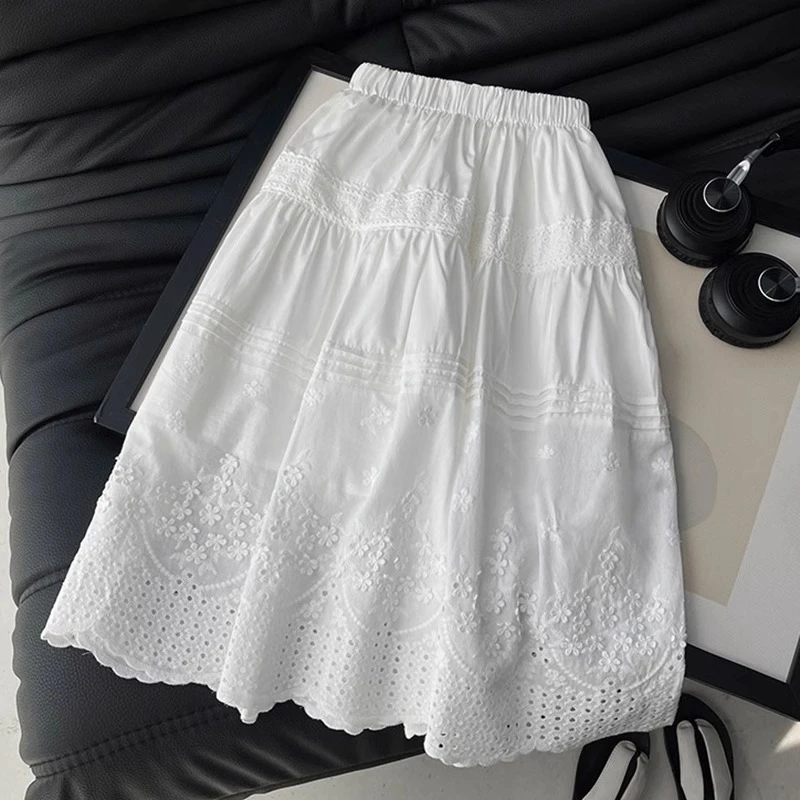 女童刺绣半身裙夏季2025新款潮儿童花边裙子夏装女孩百搭短裙洋气