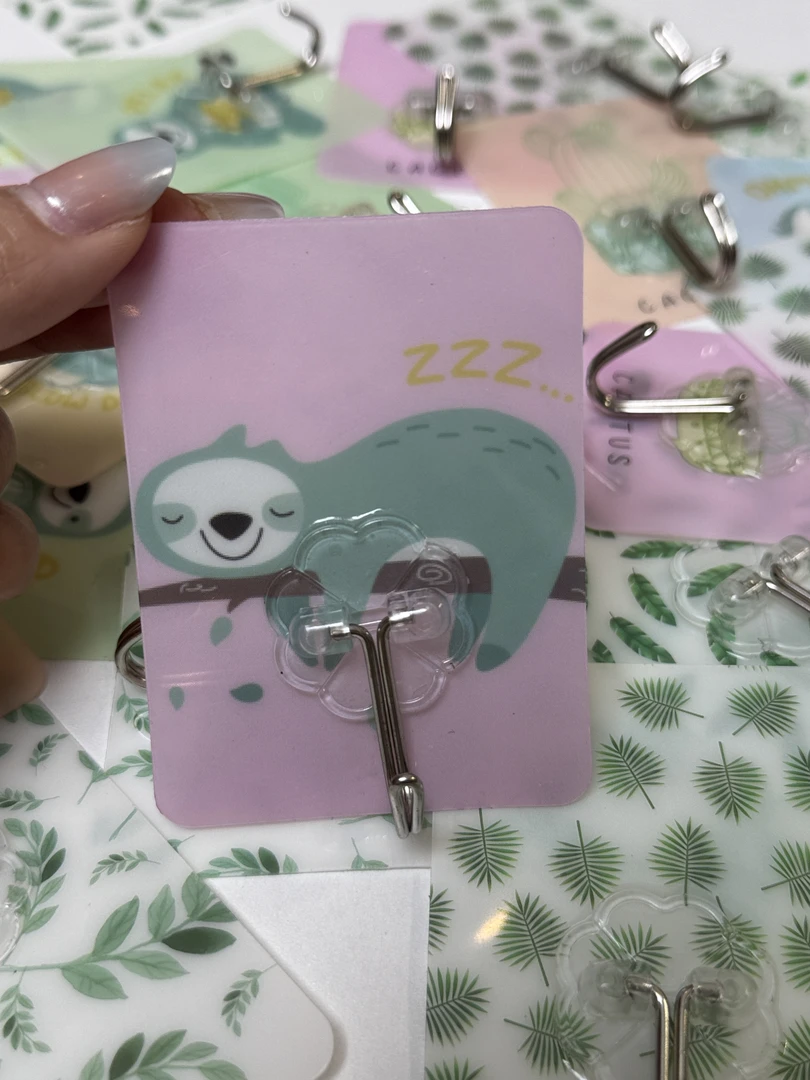 (12个装)卡通挂钩强力粘胶墙壁贴沟免打主图花型混发