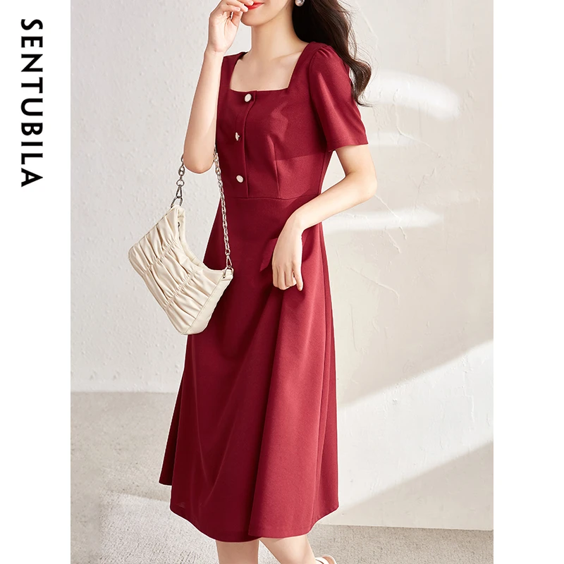 【尚都比拉】赫本风方领小个子小黑裙法式收腰礼服0507X