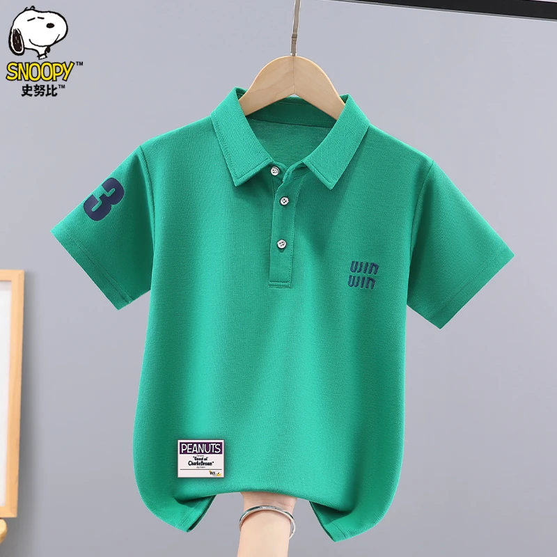 史努比男童短袖POLO衫夏季新款洋气中大童男孩休闲T恤学院风打底8