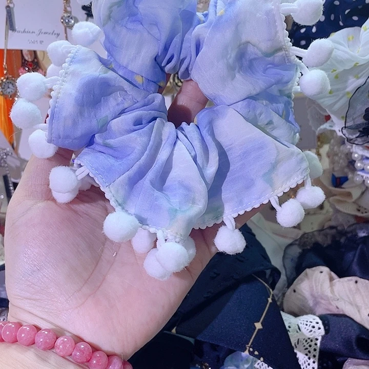 非金属布艺大毛球发圈