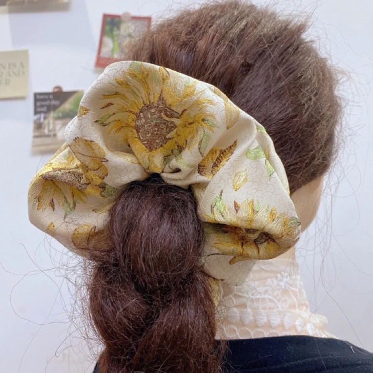 非遗美丽真丝桑蚕丝宋锦大肠发圈头花头绳发饰发绳养发护发不留痕