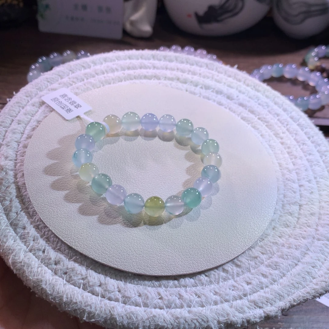 散珠翡翠天然缅a卡8mm冰糖多宝