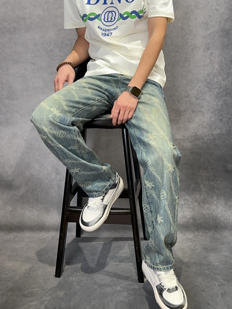 【港行甄选】DN玛撒蒂诺裤子男士2025新早春印花牛仔裤时尚百搭