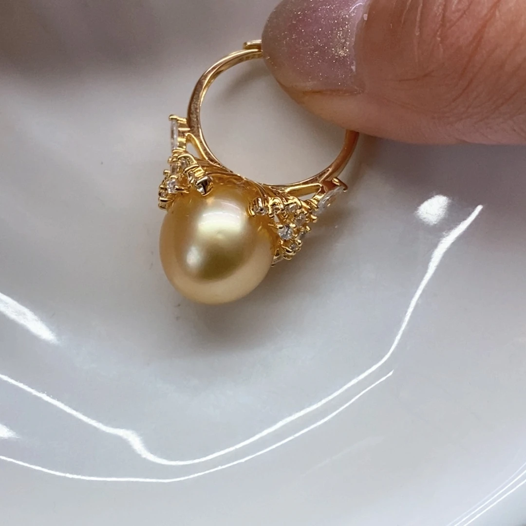 戒指银S925镶嵌海水珍珠