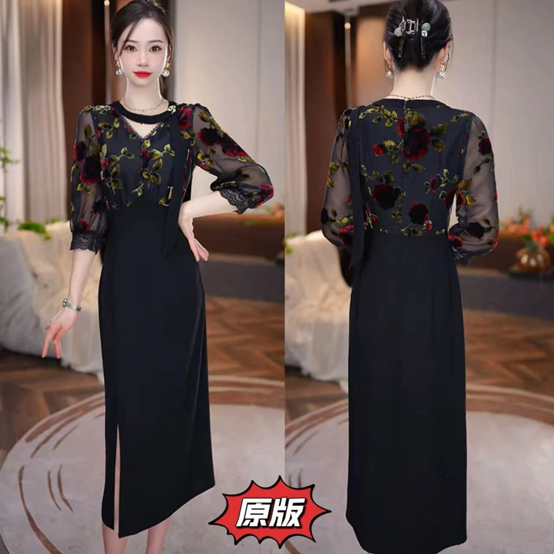 【绝代芳华】2025夏秋新款显瘦洋气轻奢减龄时尚女人味礼服连衣裙子