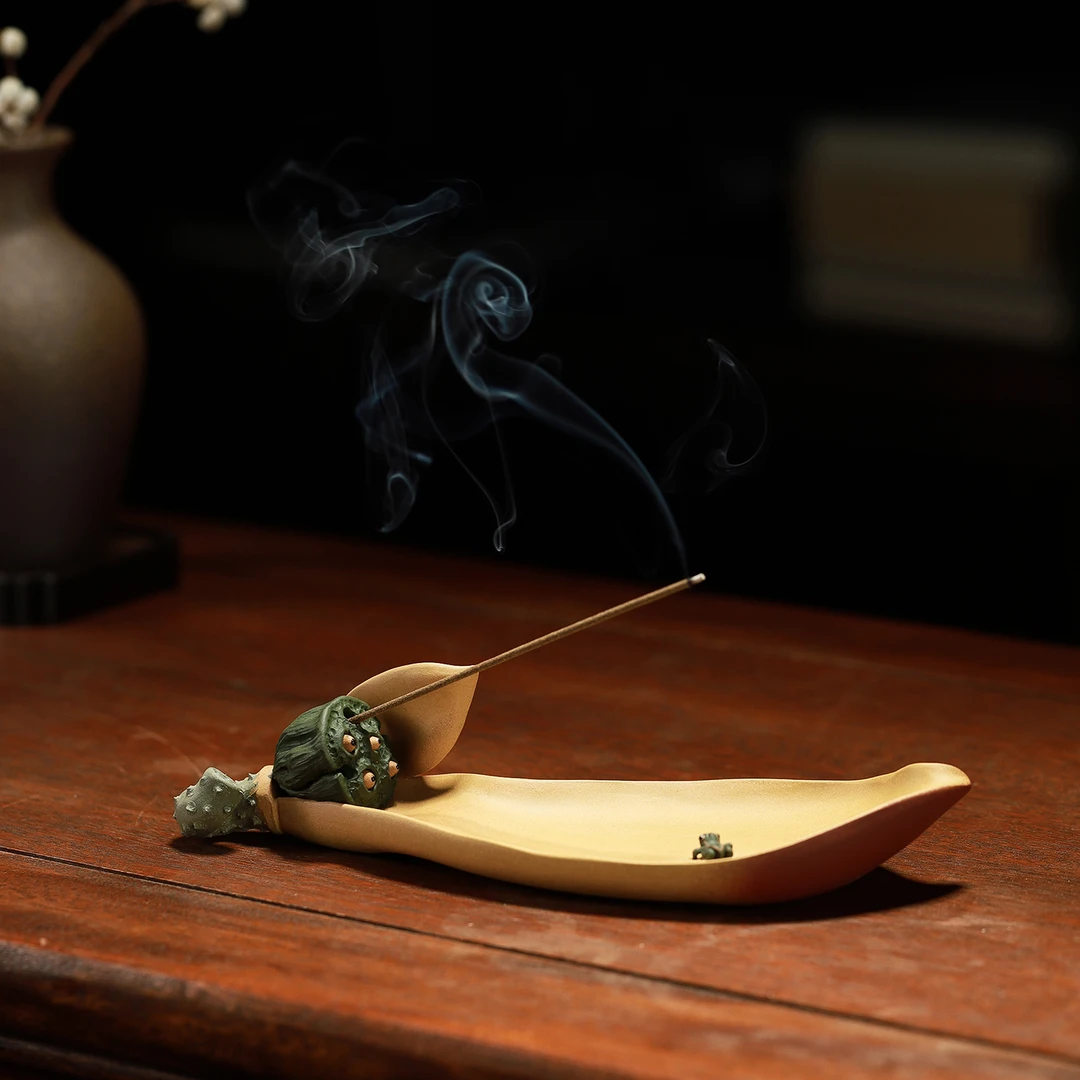 砂宴子夜原创新品《莲香蛙趣香插》原矿紫砂全手工制作摆件香插茶宠